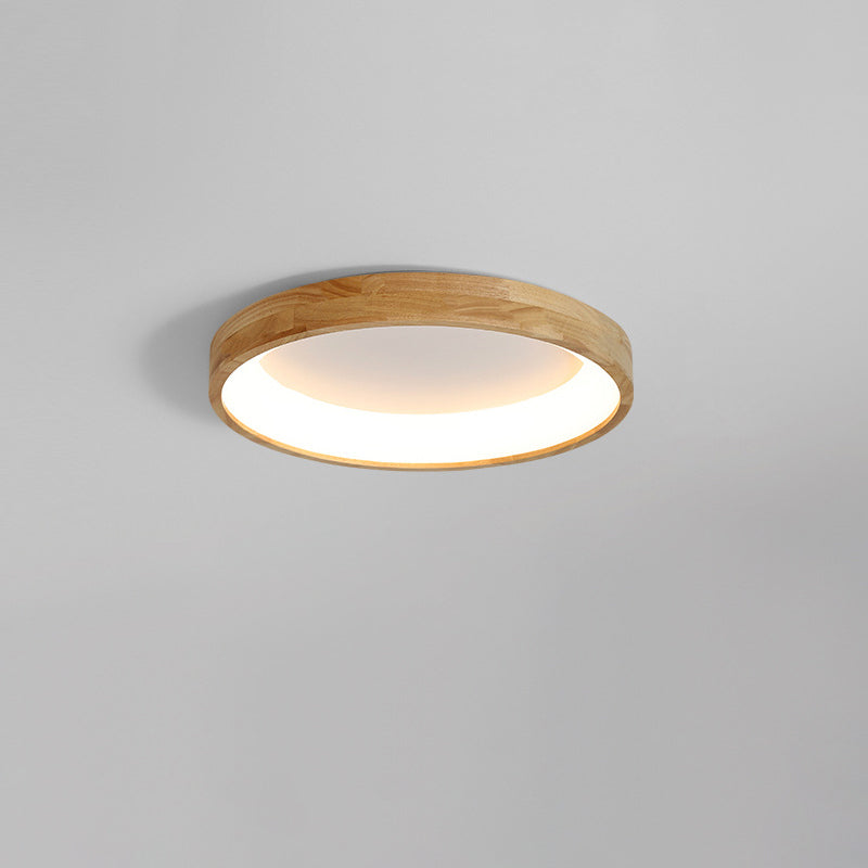 Modern Nordic Wooden Light Stand Round LED Flush Mount Light