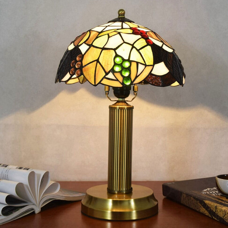 European Vintage Tiffany Stained Glass 1-Light Table Lamp