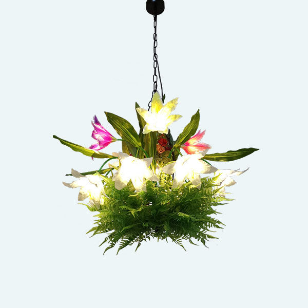 Modern Creative Simulation Plant Flowers Iron 12/13-Light Chandelier