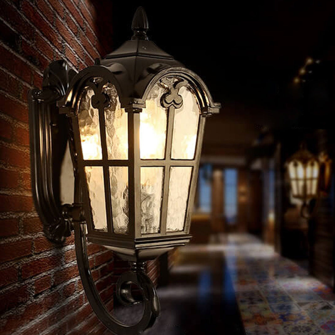 Lanterne murale étanche à 1 lumière en aluminium et verre rétro européen pour l&