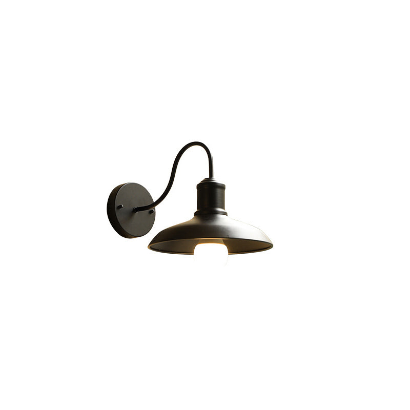 Applique Murale Extérieure Étanche en Fer Style Loft Rétro avec Dôme et Bras Courbé, 1 Lumière 