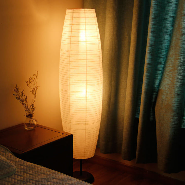 Nordischer minimalistischer Reispapier-Säulen-Stehlampe mit 2 Lichtern 