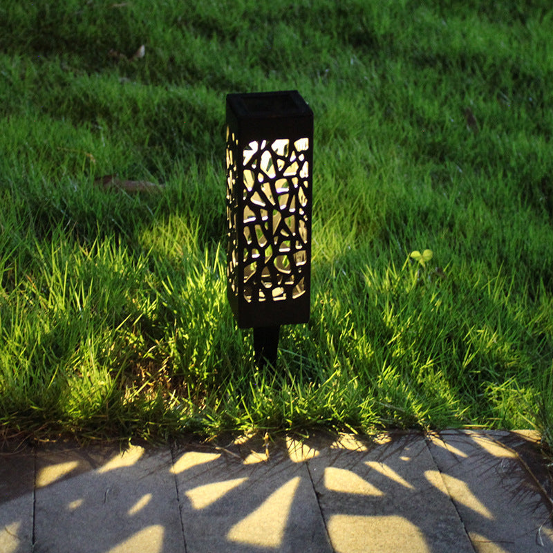 Outdoor Solar Hollow Square Column LED Patio Lawn Ground Plug Light