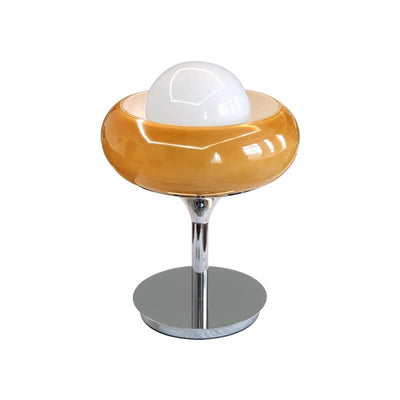 Vintage Glass Egg Tart Iron Base 1-Light Table Lamp