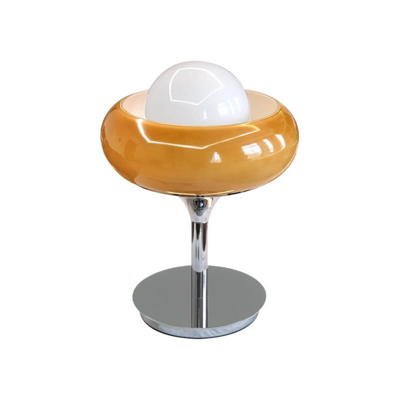 Vintage Glass Egg Tart Iron Base 1-Light Table Lamp