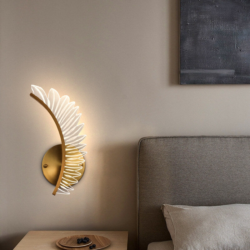 Modern Acrylic Feather Gold Copper LED Wall Sconce Lamp