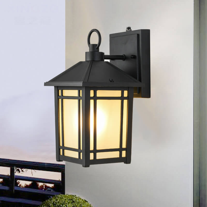 Simple Square Lantern Outdoor Waterproof 1-Light Wall Sconce Lamp