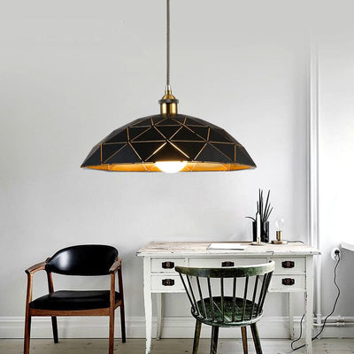 Industrial Skeleton Dome Wrought Iron 1-Light Pendant Light