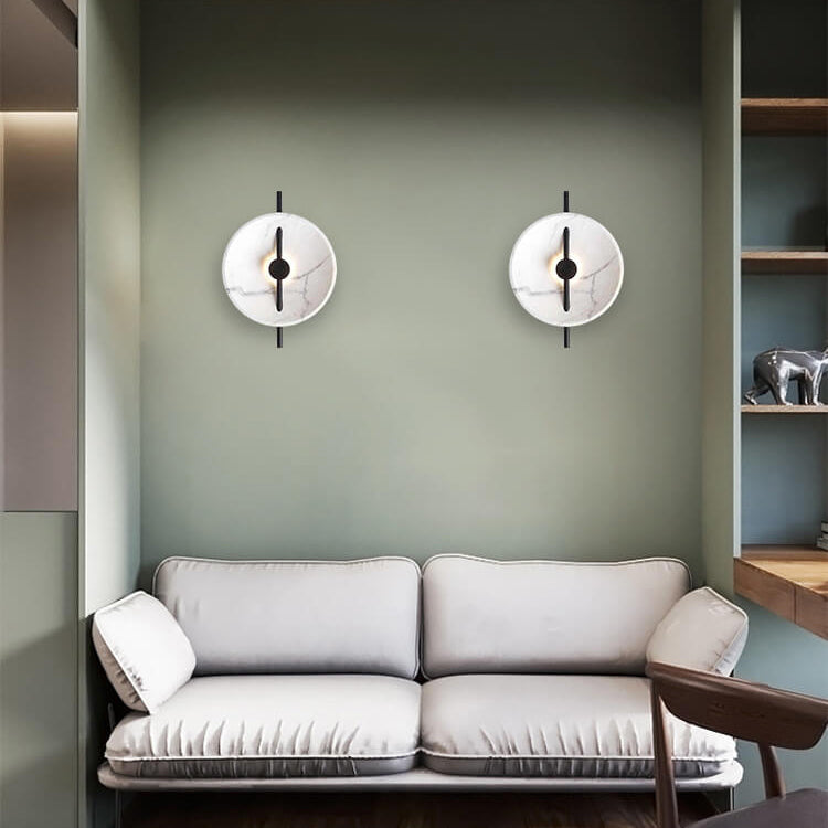 Minimalist Resin Marble Round LED Wall Sconce Lamp