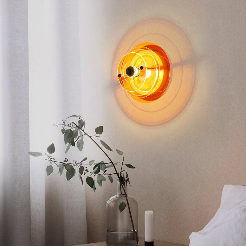 Modern Stained Round Light Shadow Acrylic 1-Light Wall Sconce Lamp