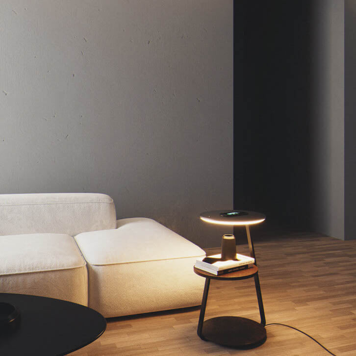 Modern Minimalist Column Storage Shelf Wireless Charging LED One Floor Lamp