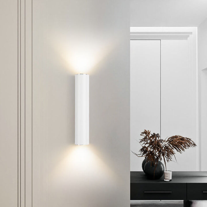 Modern Minimalist Round Aluminum Cylindrical 2-Light Wall Sconce Lamp For Bedroom