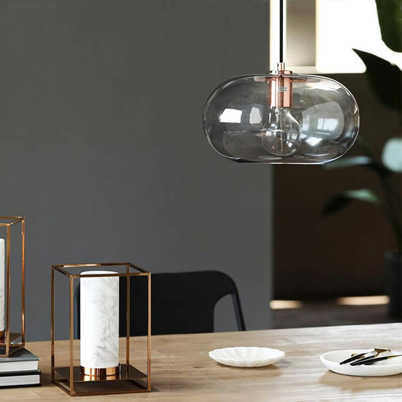 Nordic Color Glass Oval Dome 1-Light Pendant Light