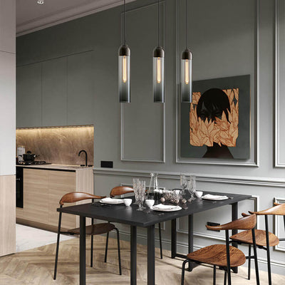 Minimalist Tube-Shaped Glass 1-Light LED Pendant Light
