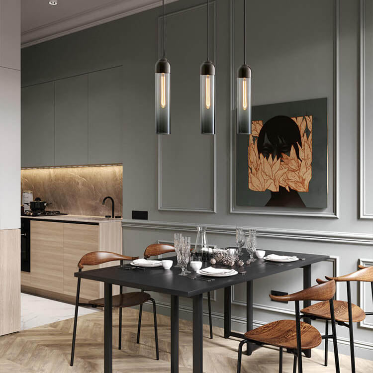 Minimalist Tube-Shaped Glass 1-Light LED Pendant Light
