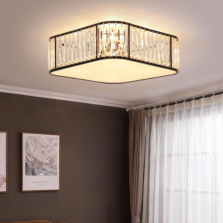 Modern Crystal Square 5-Light Flush Mount Ceiling Light