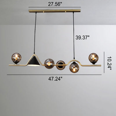 Modern Minimalist Round Ball Glass 6-Light Island Light Chandelier