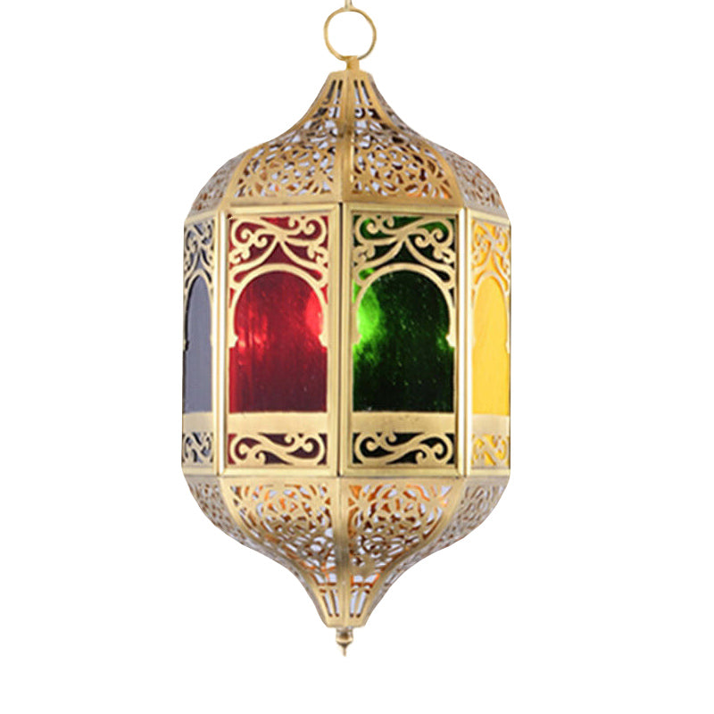 Mediterranean Style Full Copper Hollow Carving 1-Light Pendant Light