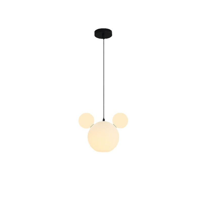 Modern Minimalist Milk White PE Mouse 3-Light Kids Chandelier