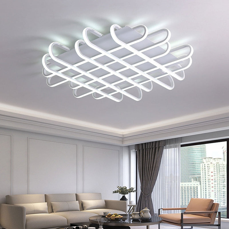 Modern Minimalist Braided Rectangle LED Flush Mount Ceiling Light