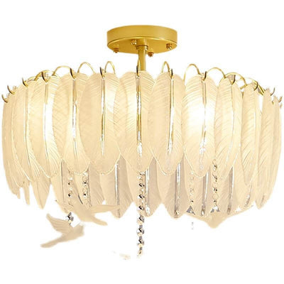 Luxury Creative Glass Feather Bird 6/8/10-Light Flush Mount Light