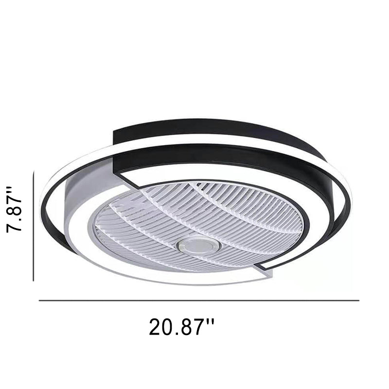 Modern Creative Round LED Semi-Flush Mount Ceiling Fan Light