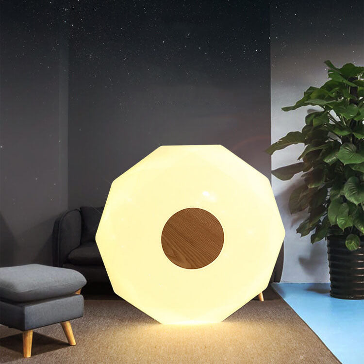 Nordic Solid Wood Acrylic Round 1-Light LED Flush Mount Ceiling Light
