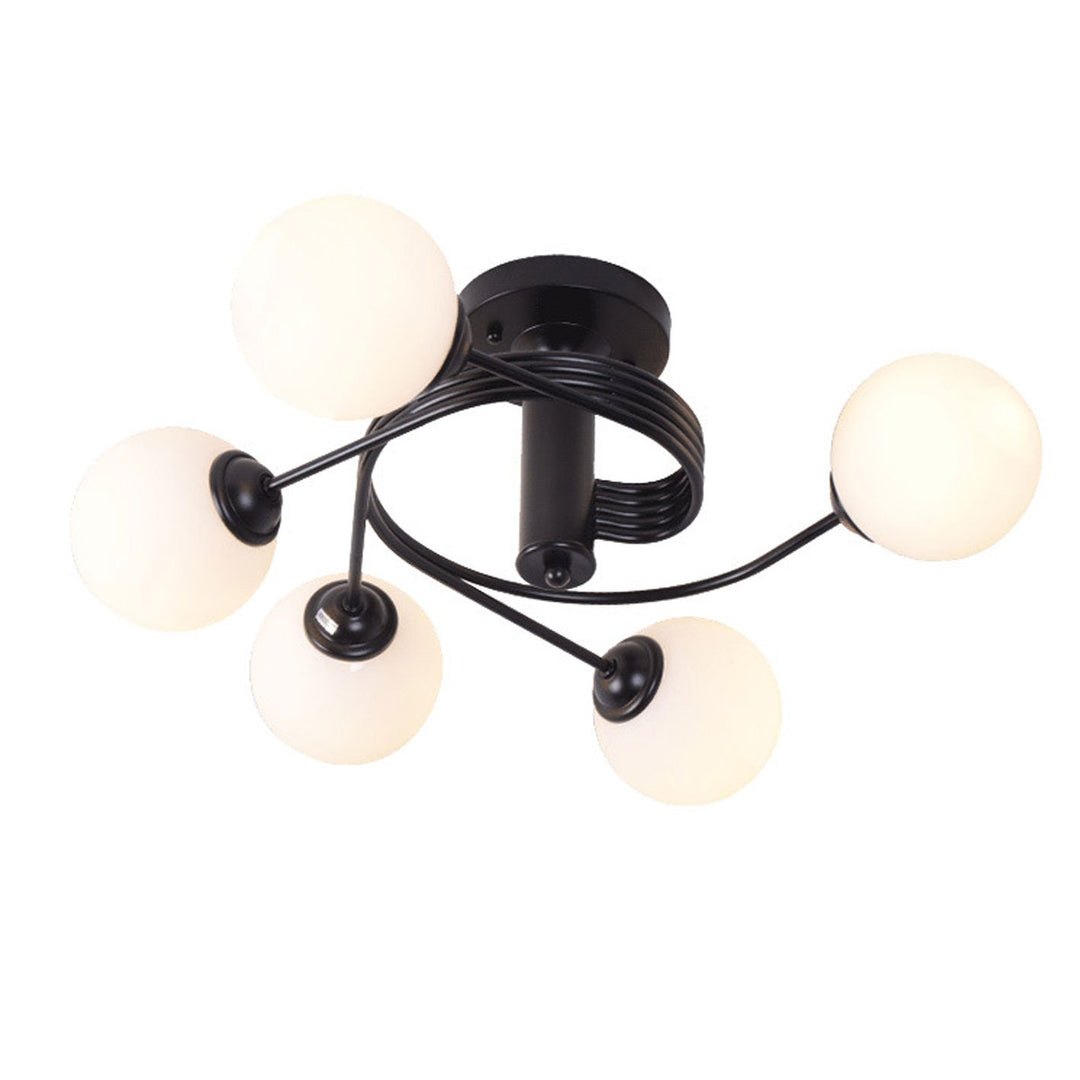 Nordic Light Luxus Glasball Spiral Design 3/5 Licht Semi-Flush Mount Deckenleuchte 