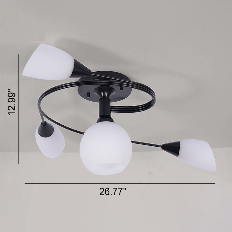 Moderner, minimalistischer Kronleuchter aus Glas und Metall mit 4/6 Leuchten 