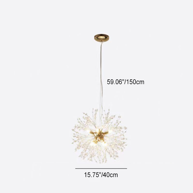 Contemporary Scandinavian Dandelion Hardware Crystal 8/9/12/16 Light Chandelier For Bedroom