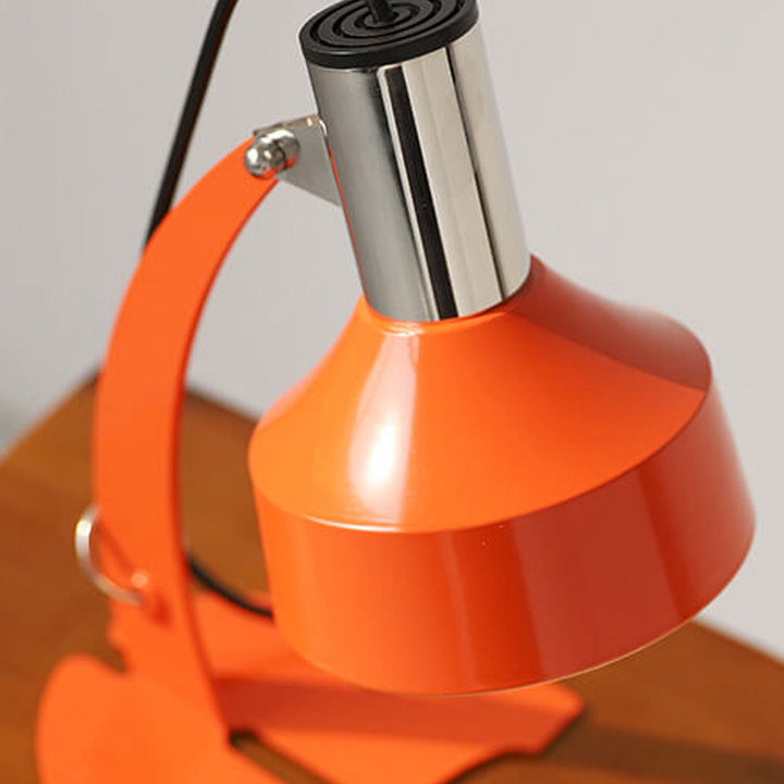 Vintage Orange Eisenkuppel-Schirm Fischschwanzfuß 1-Licht Tischlampe 