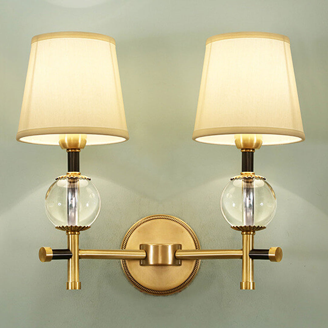 Applique murale en laiton américain moderne 1/2 lumière avec tissu 