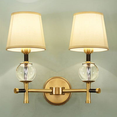 Modern American Brass Fabric 1/2 Light Wall Sconce Lamp