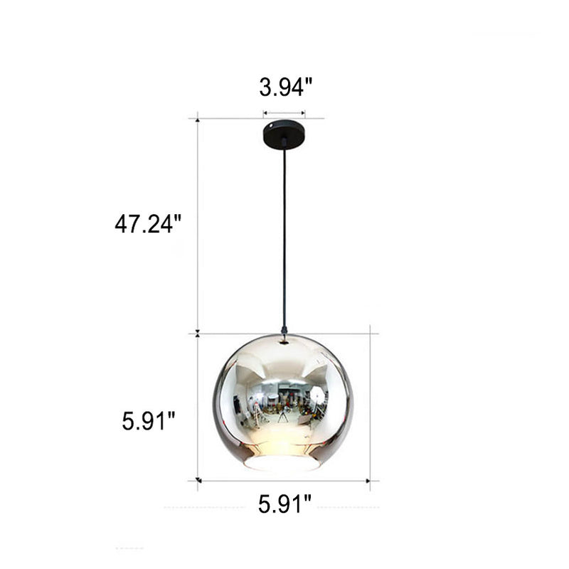 Modern Minimalist Round Ball Plated Glass 1-Light Pendant Light