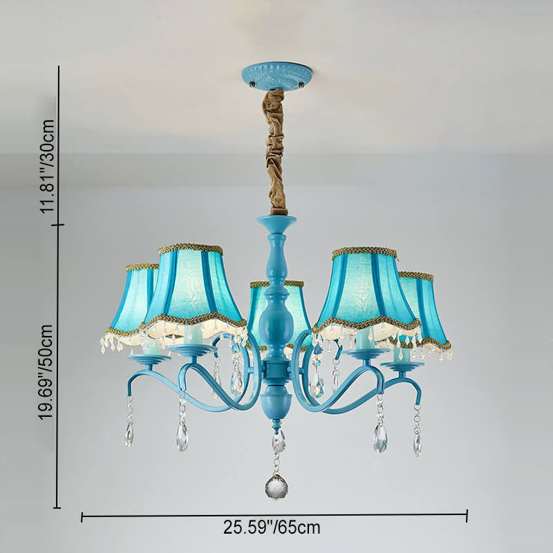 Modern Creative Cone Iron Crystal Fabric 5/6/8 Light Chandelier