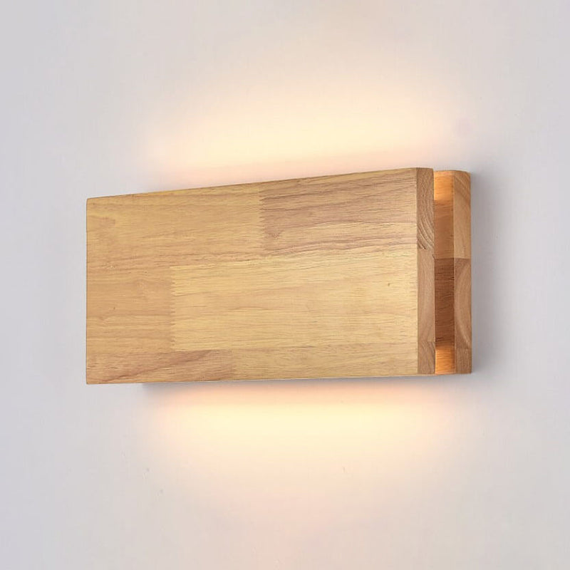 Rechteckige LED-Wandleuchte aus japanischem Wabi-Sabi-Baumholz 