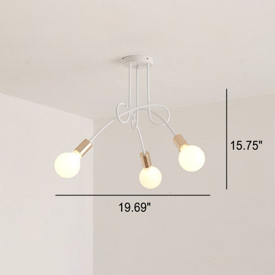 Moderne, minimalistische Eisen Twisted Lines 3/5 Light Semi-Flush Mount Deckenleuchte 