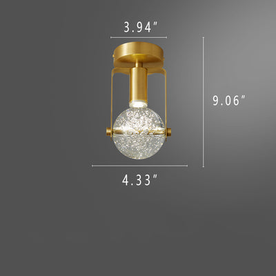 Industrial All Copper Bubble Crystal Ball Design LED Flush Mount Light