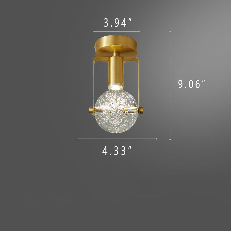 Industrielle Deckenleuchte mit All-Kupfer Blasenkristallkugel Design und LED 
