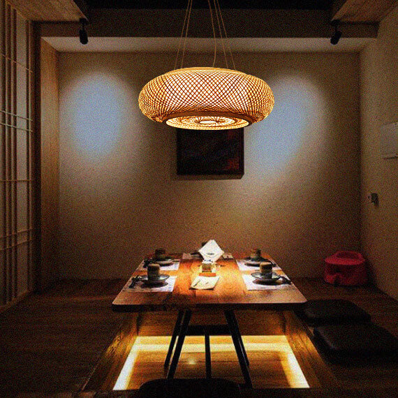 Modern Bamboo Weaving Round 1-Light Chinese Pendant Light