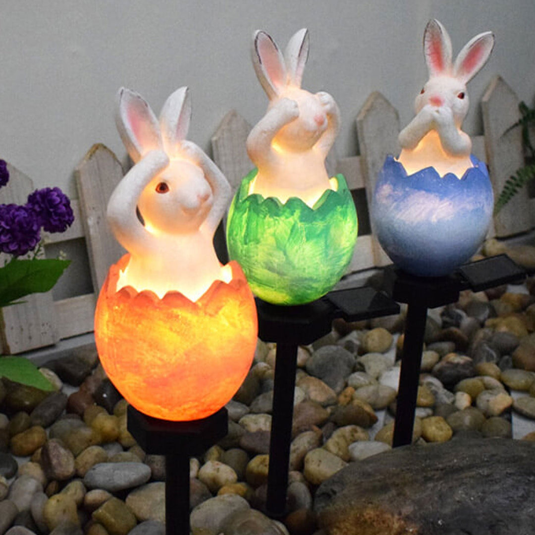 Luz de paisaje decorativa impermeable para jardín al aire libre con enchufe de tierra solar de conejo creativo 