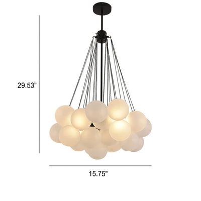 Nordic Minimalist Solid Color Round Ball Hardware Glass 3-Light Chandelier