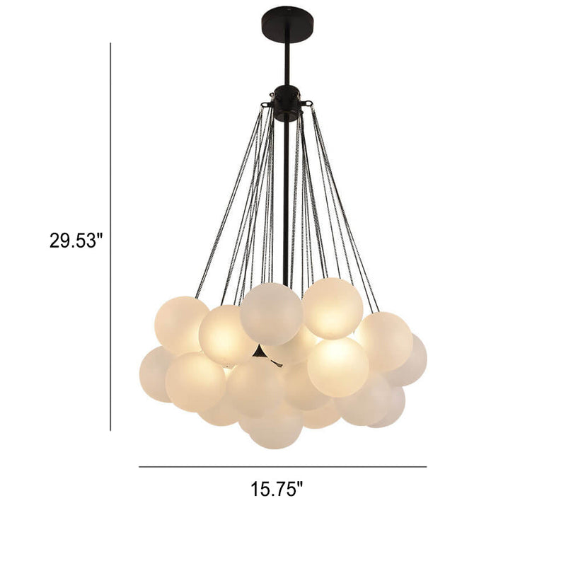 Nordic Minimalist Solid Color Round Ball Hardware Glass 3-Light Chandelier