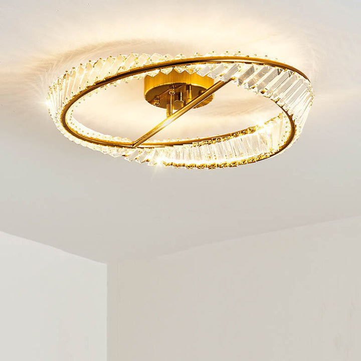 Plafonnier LED rond en cristal post-moderne 