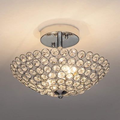 Modern Crystal Hemispherical Particle 1-Light Flush Mount Light