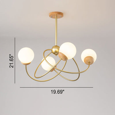 Modern Minimalist Orb Rubberwood Glass 4/6-Light Island Light Chandelier