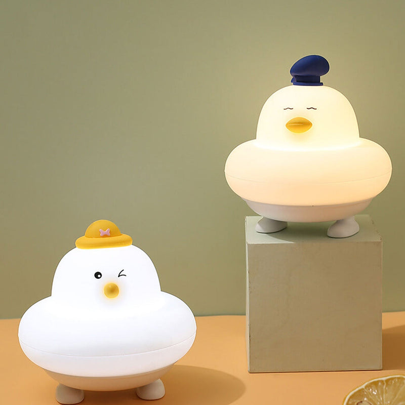 Lampe de table LED drôle en silicone Petit mignon poulet Pat veilleuse 