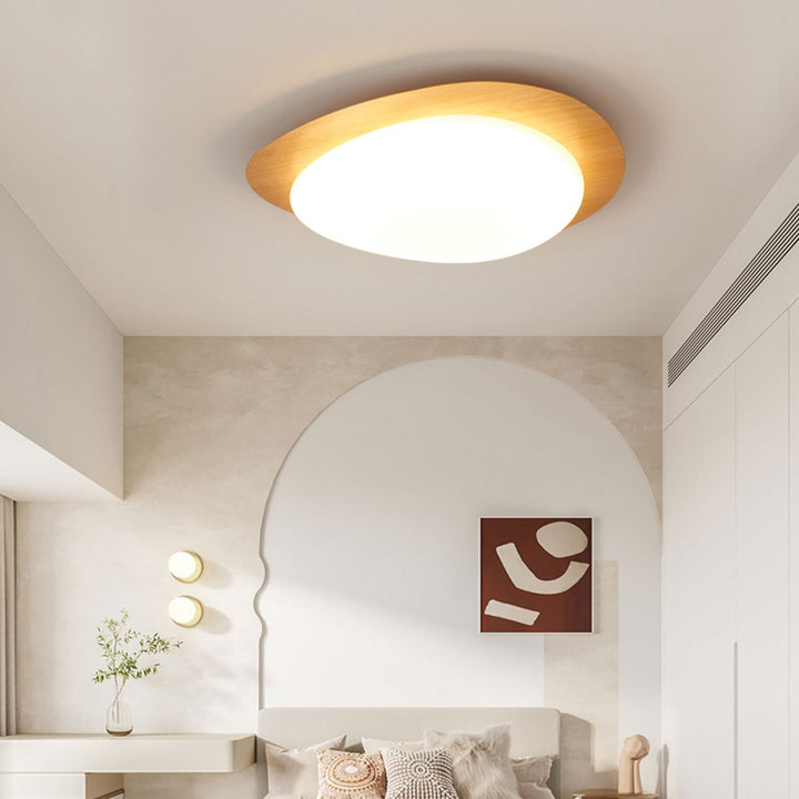 Nordic Eisen Holzmaserung Kiesel LED Deckenleuchte mit bündigem Abschluss 