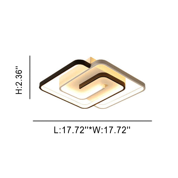 Luz de techo LED semiempotrada de aluminio con anillo cuadrado creativo moderno 