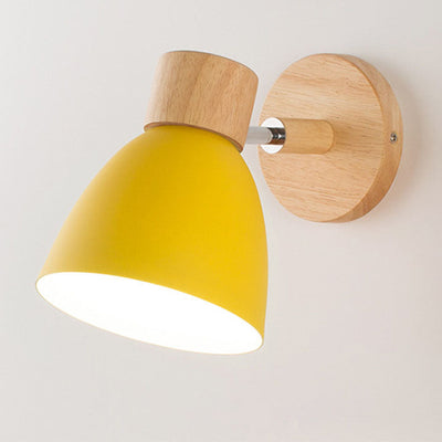 Modern Minimalist Solid Color Macaron Iron Wood 1-Light Wall Sconce Lamp